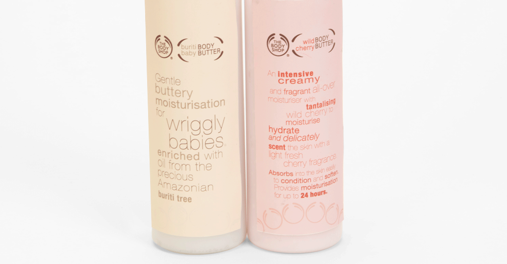 close up front of the body butters